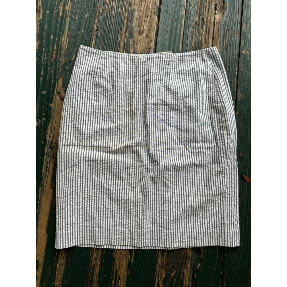 Grace Elements Seersucker blazer skirt and pants Blue White Striped Wide lot 3